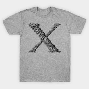 Vintage Initial Letter Lettering Alphabet X T-Shirt